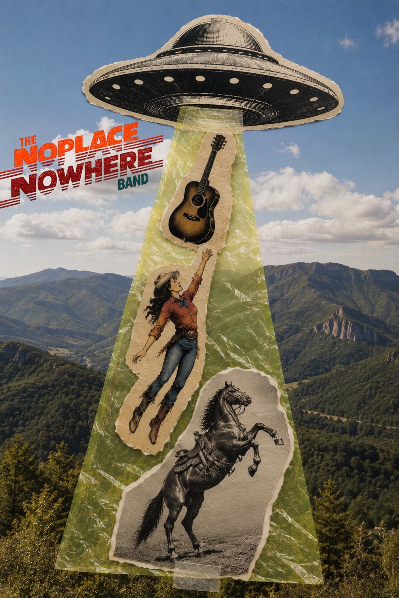 Poster: UFO over the mountains collage
